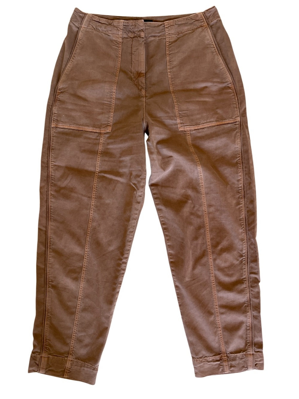 ME+EM Brown Rust Utility Pants Women's High rise Cotton Blend Baggy Size 8